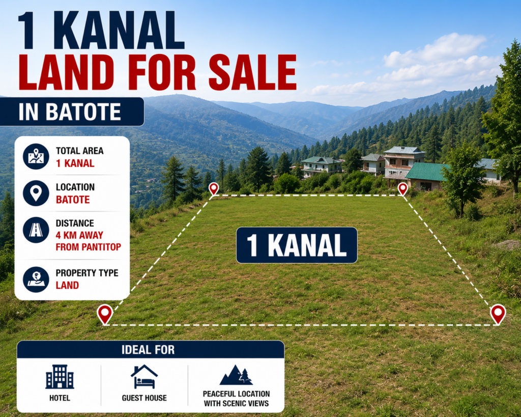 1 Kanal Land for Sale in Batote Near Patnitop Ideal for Hotel & Guest House