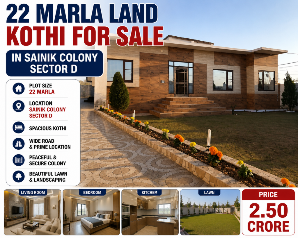 22 Marla Kothi for Sale in Sainik Colony Sector D Jammu