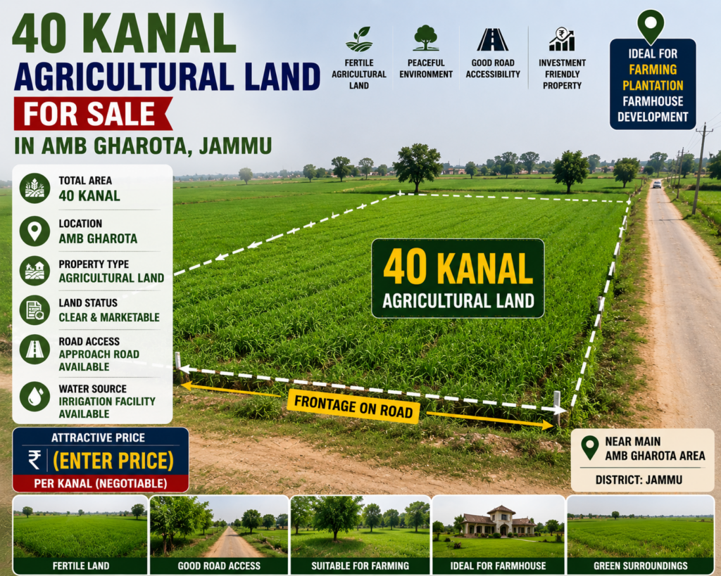 40 Kanal Agricultural Land for Sale in Amb Gharota Jammu