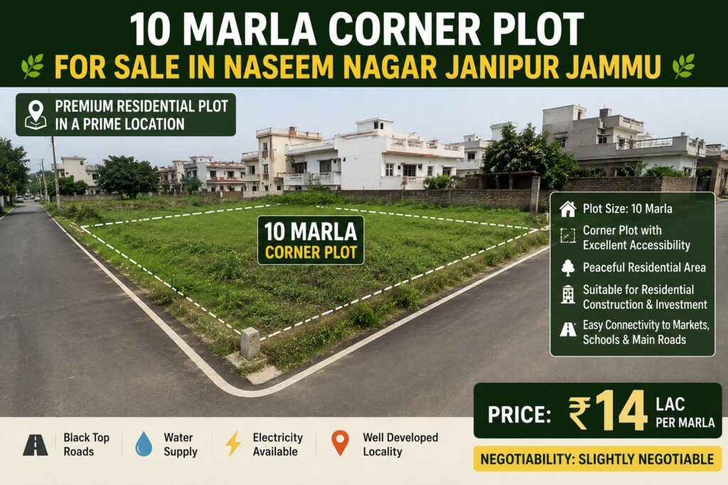 10 Marla Corner Plot for Sale in Naseem Nagar Janipur Jammu