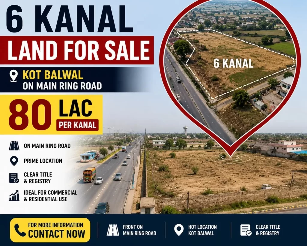 6 Kanal Land for sale in Kot Balwal